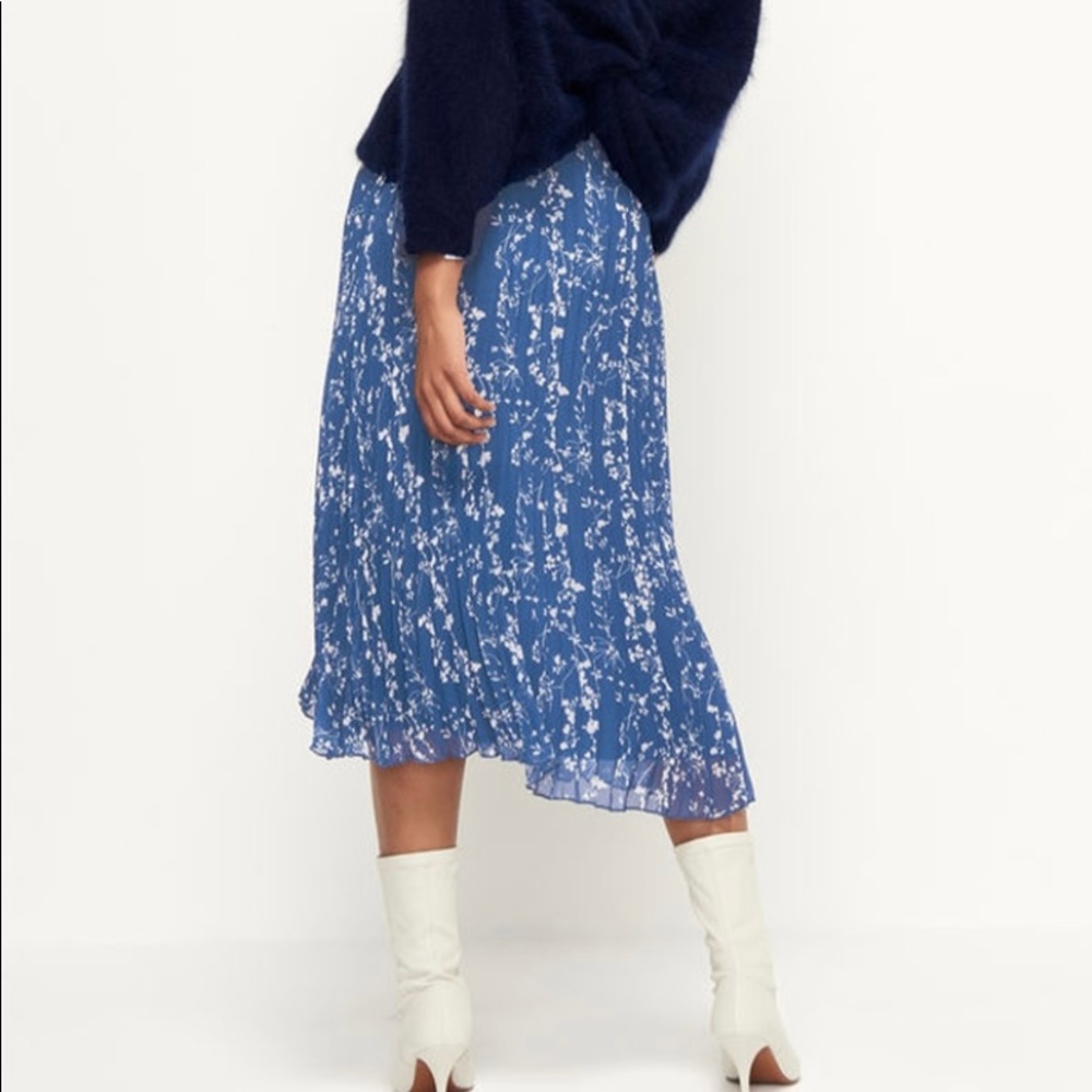 BA&SH Sina pleated midi skirt - blue